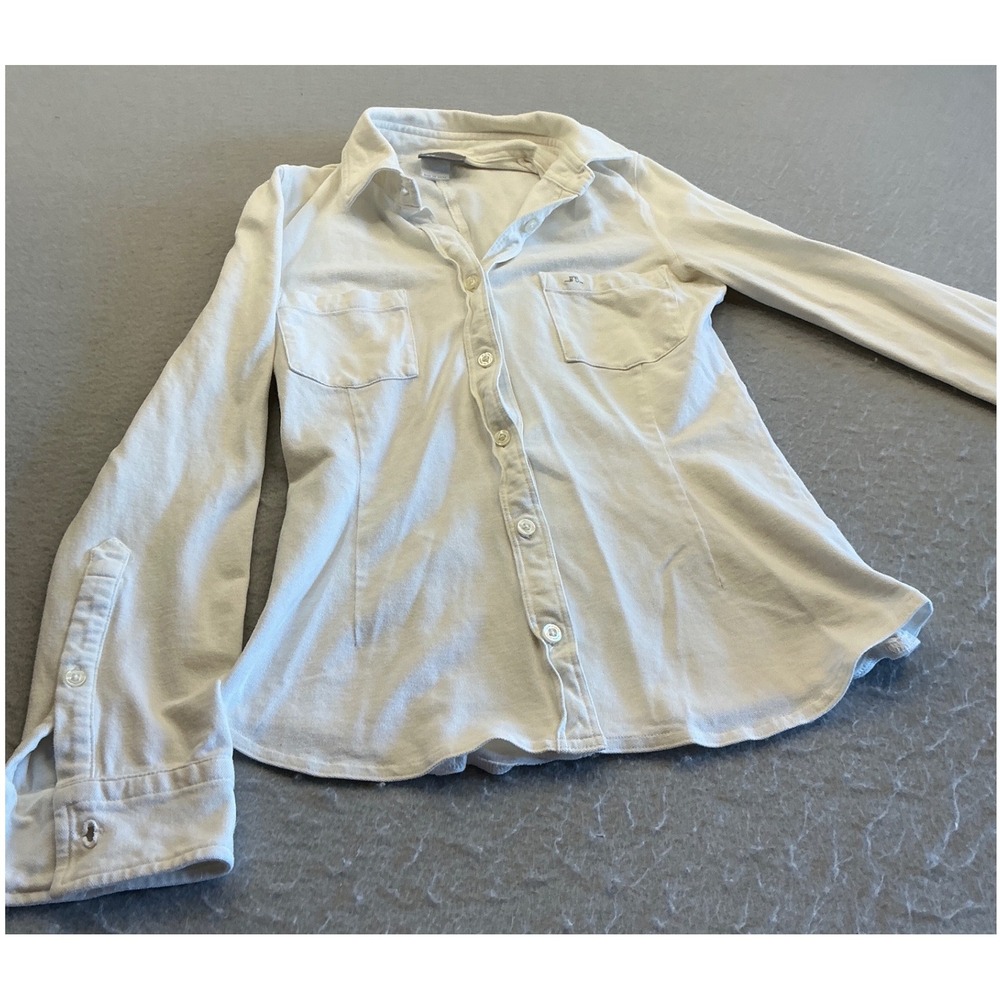 J.Lindeberg‎ Pique Cotton Button Down Shirt Cream Long Sleeve Small Minimalist